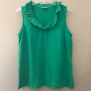 Crown & Ivy Sleeveless Ruffle Neck Top Green Med